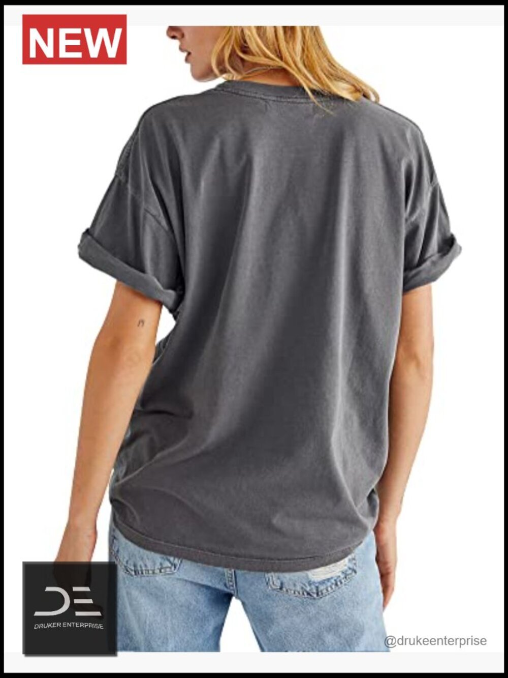 Women's Rose Graphic Tee Shirt Loose Fit Boyfriend Crew Neck Short Sleeve - Picture 2 of 7